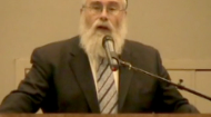 
	Rabbi Abba Perelmuter delivering the keynote address at the Yom HaShoah program at the Alpert Jewish Community Center in Long Beach, CA on 11 April 2010.