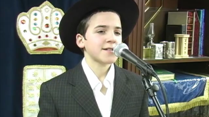 
	
		
			Boruch Tzfasman, a promising young singer, sings the popular song Ose Shalom.