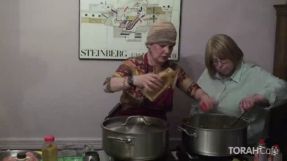 
	Chef Levana Kirschenbaum demonstrates how to make soup.  Eschewing stock or soup base, Levana uses a food processor to make fast work of chopping parsnips and apples.  She recommends erring on the side of less salt, less stock, pointing out that you can always add more, but to remove it is not so easy